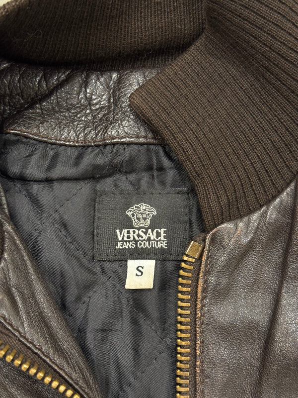 A/W2003 Versace brown buckle cropped leather jacket