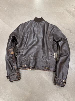 A/W2003 Versace brown buckle cropped leather jacket