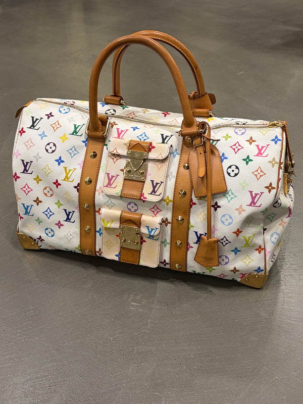 2003 Louis Vuitton X Takashi Murakami multicolor monogram Keepall 45