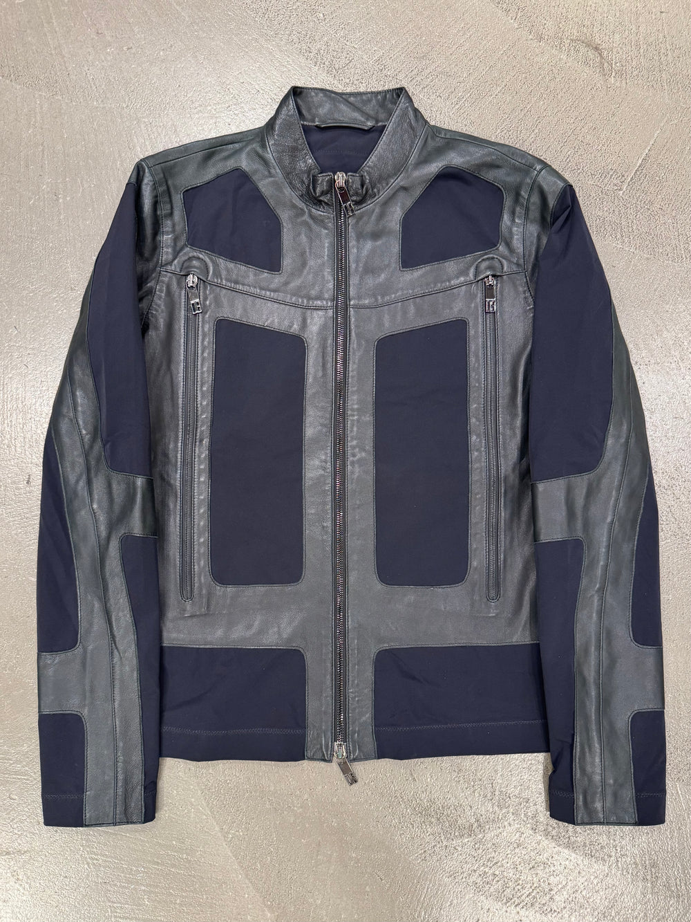 2000s Dirk Bikkembergs paneled moto leather jacket