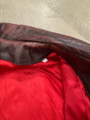 1980s Gianni Versace red-black distressed leather biker jacket