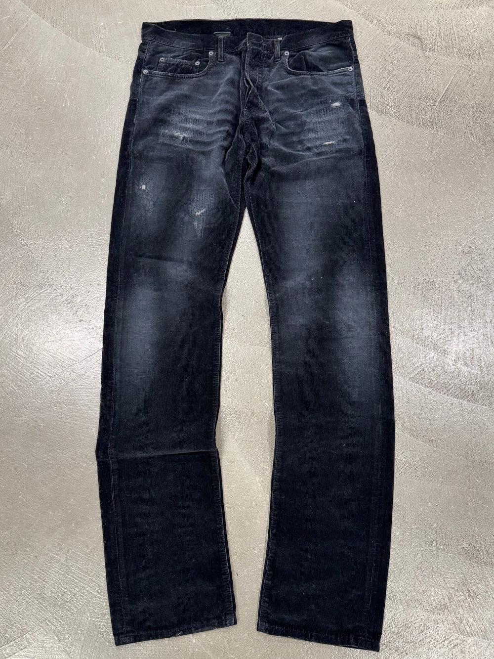 A/W2005 Dior by Hedi Slimane distressed repaired corduroy jeans