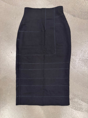 1990s Salvatore Ferragamo wool long paneled skirt