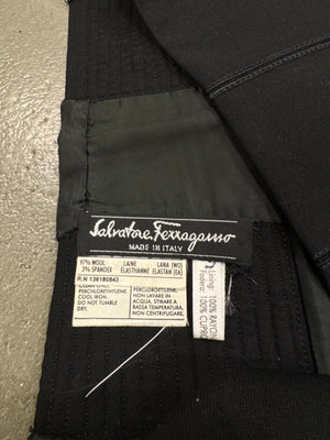 1990s Salvatore Ferragamo wool long paneled skirt