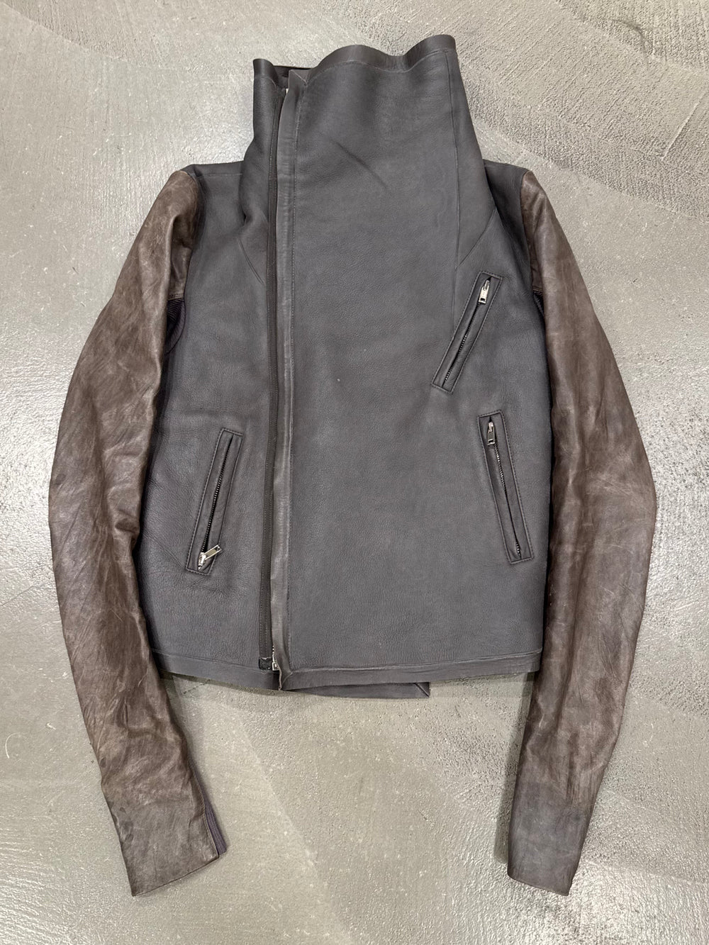 2010s Rick Owens leather shearling jacket