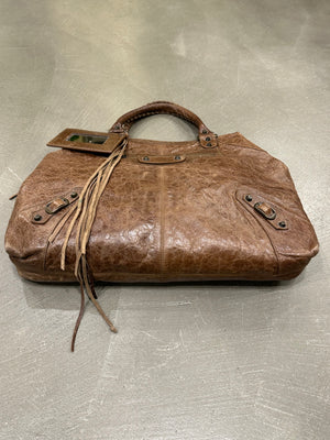 2000s Balenciaga "Work" distressed leather bag