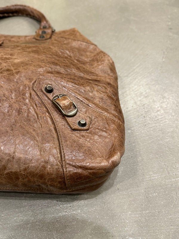 2000s Balenciaga "Work" distressed leather bag