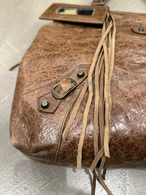 2000s Balenciaga "Work" distressed leather bag