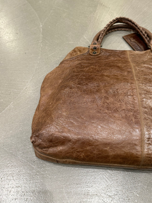 2000s Balenciaga "Work" distressed leather bag
