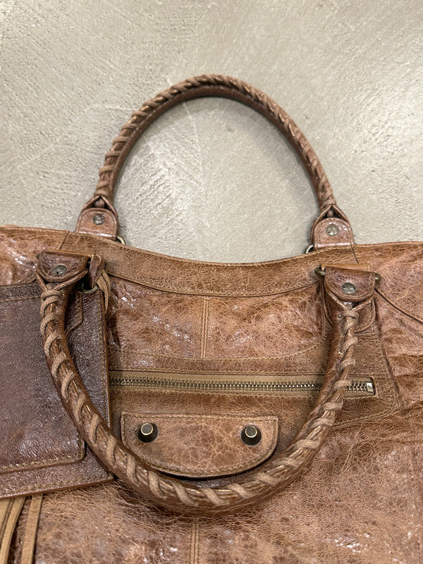 2000s Balenciaga "Work" distressed leather bag
