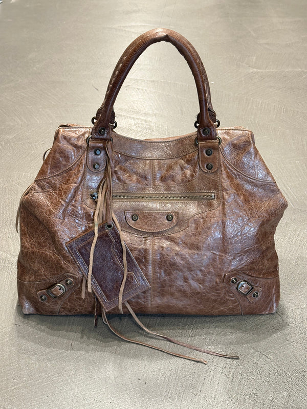 2000s Balenciaga "Work" distressed leather bag
