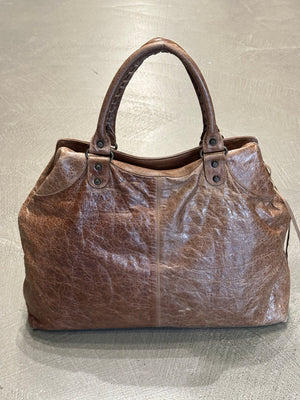 2000s Balenciaga "Work" distressed leather bag