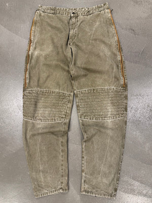 1980s Armani padded knee moto pants with hidden side-zip pockets