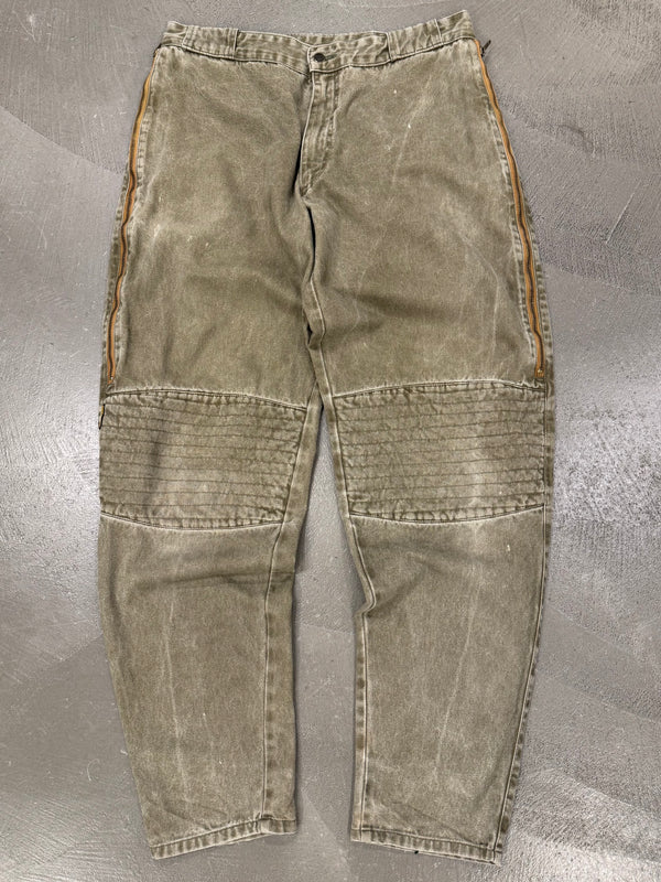 1980s Armani padded knee moto pants with hidden side-zip pockets