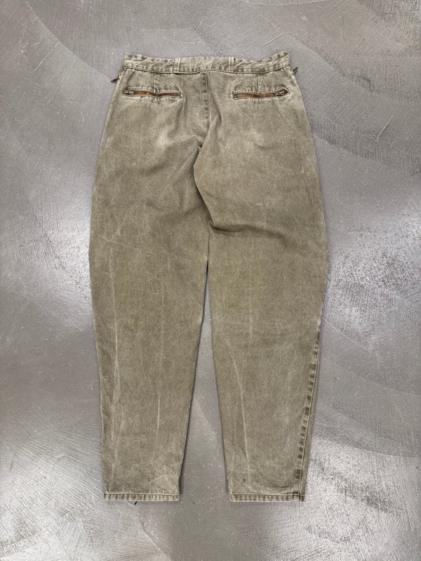 1980s Armani padded knee moto pants with hidden side-zip pockets