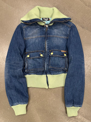 Dolce & Gabbana turtleneck denim bomber jacket