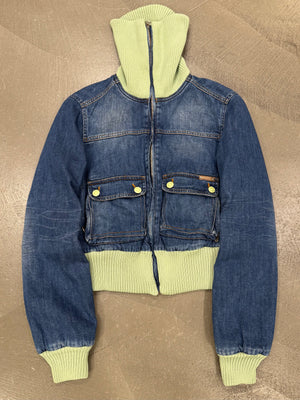 Dolce & Gabbana turtleneck denim bomber jacket