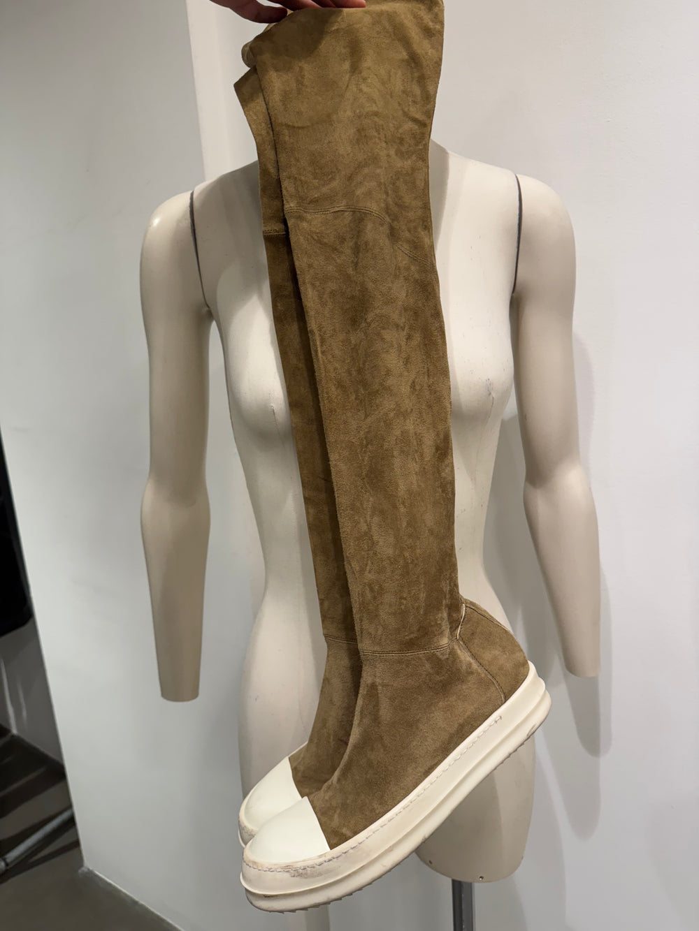 2010s Rick Owens high sock knee suede sneakers