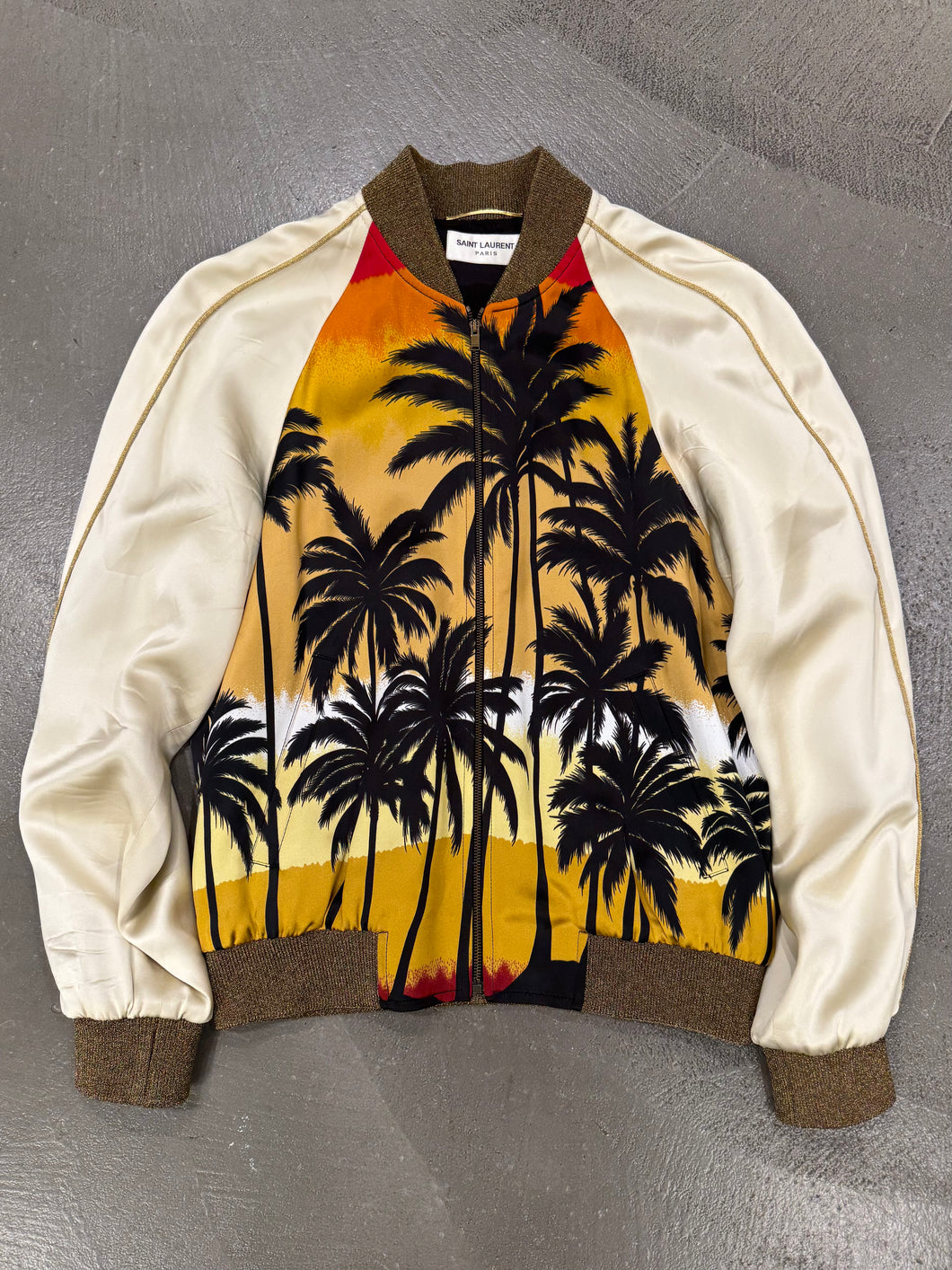 2016 Saint Laurent by Hedi Slimane sunset palm tree bomber jacket
