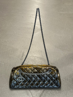 2011 Chanel patent quilted CC charm shoulder bag