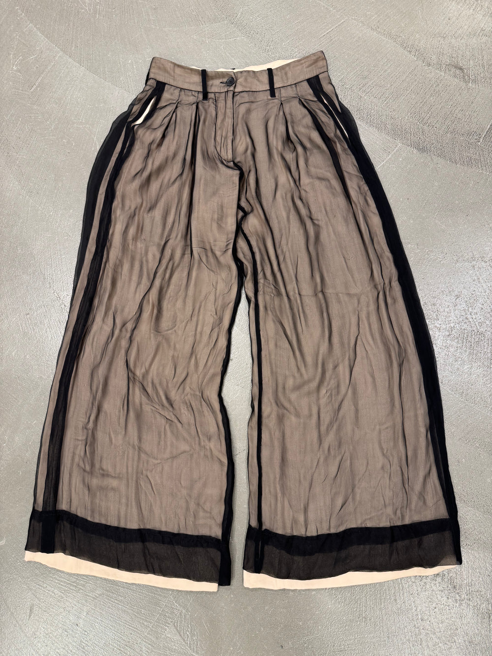 2010s Ann Demeulemeester double layer silk wide pants