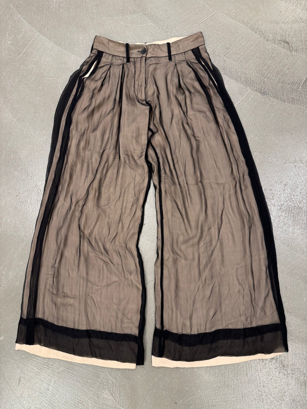 2010s Ann Demeulemeester double layer silk wide pants