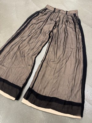 2010s Ann Demeulemeester double layer silk wide pants
