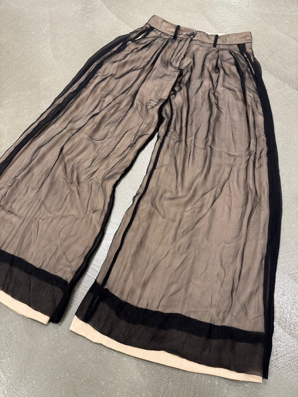 2010s Ann Demeulemeester double layer silk wide pants