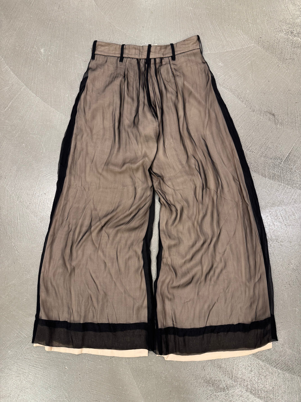 2010s Ann Demeulemeester double layer silk wide pants