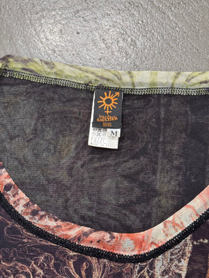 1990s Jean Paul Gaultier patchwork mosaic long sleeve mesh