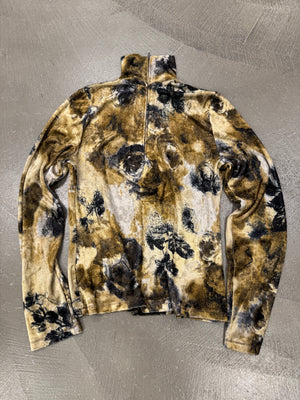 2000s Cavalli velour golden floral long sleeve top