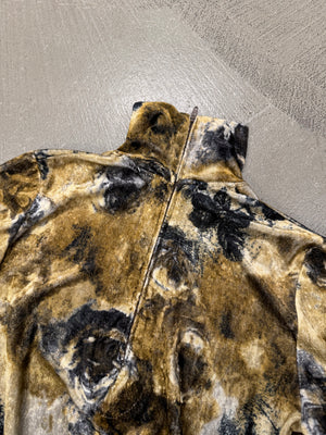 2000s Cavalli velour golden floral long sleeve top