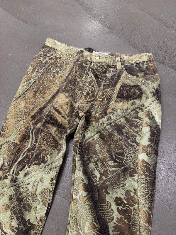 2000s Roberto Cavalli asian embellished pants