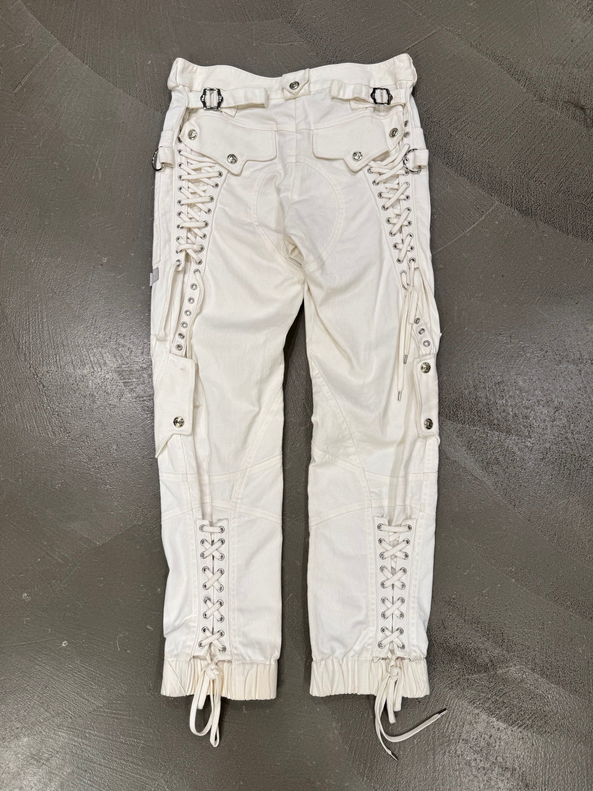 パンツ Archive 00's Galliano Coating Pants F/W 2003 CHRISTIAN DIOR Red Lace Up Latex Pant HOUSE OF