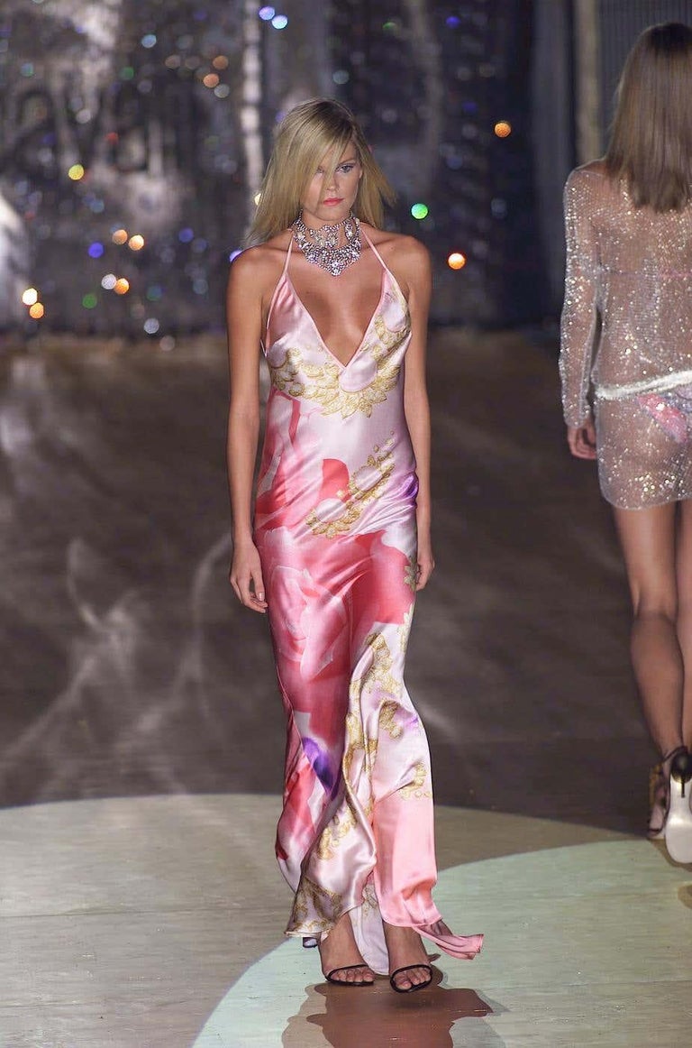 S/S2001 Roberto Cavalli Elizabeth Taylor eye silk maxi dress