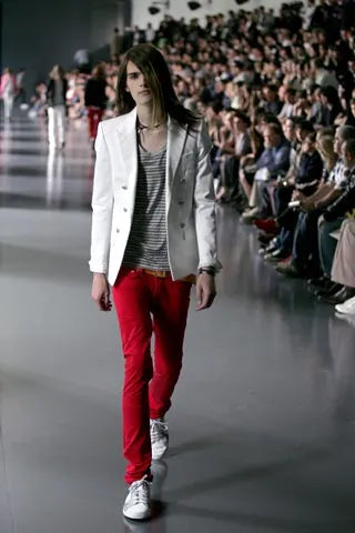 S/S2005 Dior by Hedi Slimane red runway denim