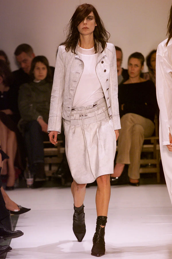 S/S 2002 Ann Demeulemeester runway cracked leather Napoleon military jacket