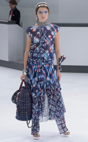 S/S2016 Chanel "Airline" tweed patches bowling bag