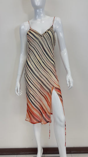 S/S 2001 Jean Paul Gaultier silk stripe mesh sheer dress