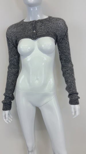 SS1999 Dolce & Gabbana knitted grey wool cropped long sleeve cardigan