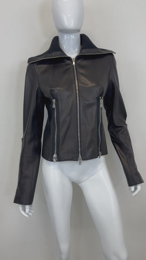 A/W 2003 Dolce & Gabbana full zipper high neck leather jacket