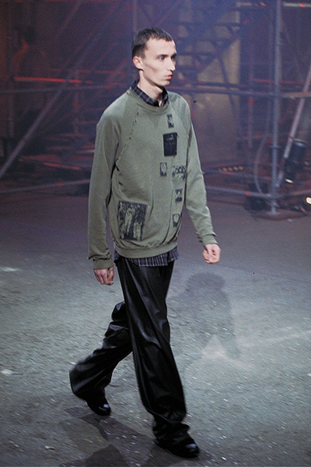 A/W2001 Raf Simons "Riot Riot Riot" patchwork destroyed crewneck