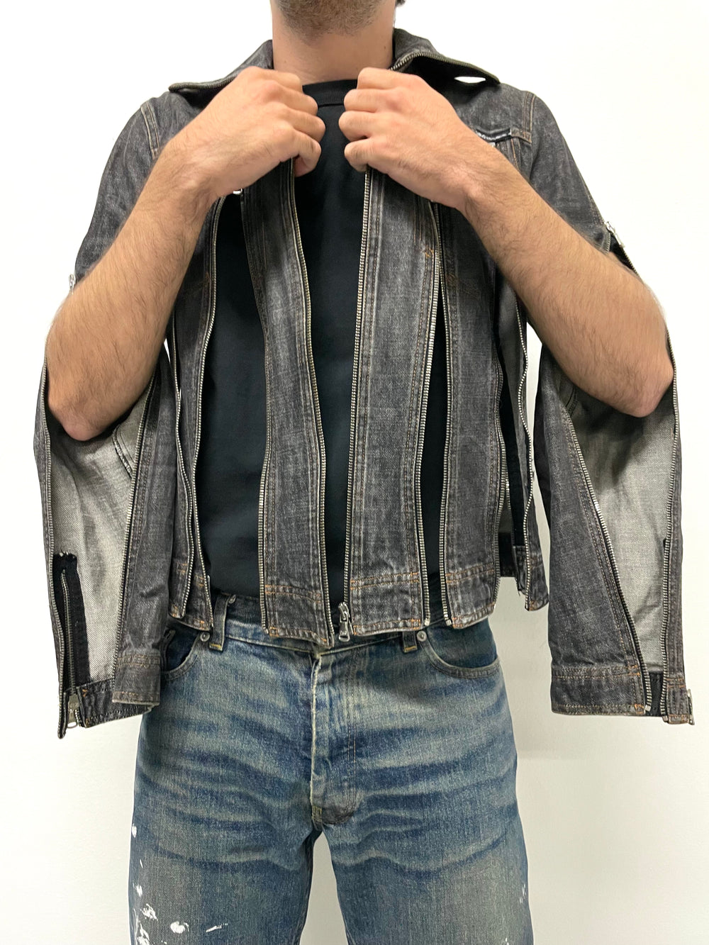 SS2003 Dolce & Gabbana zipper shredder denim jacket