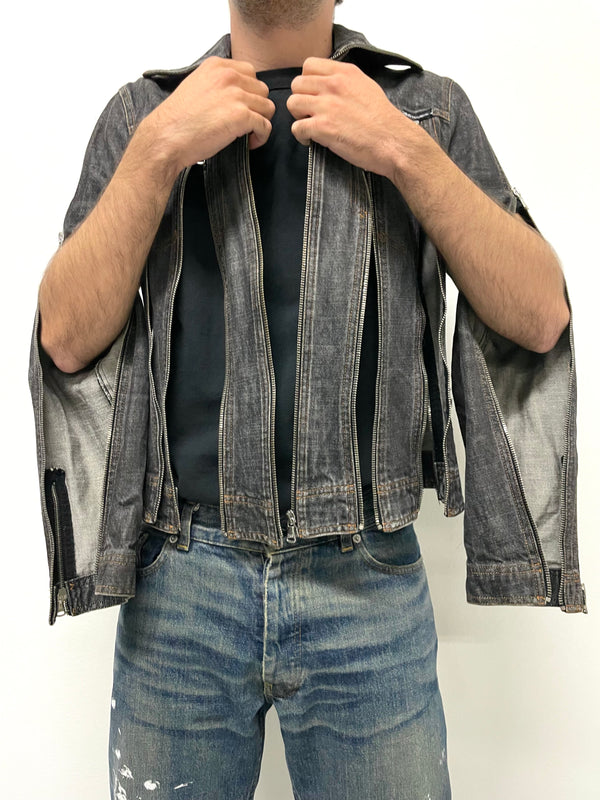 SS2003 Dolce & Gabbana zipper shredder denim jacket