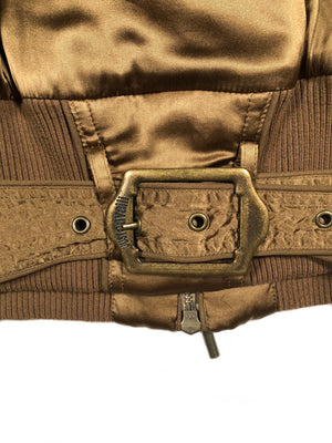 1990’s Roberto Cavalli silk bondage soldier bomber jacket