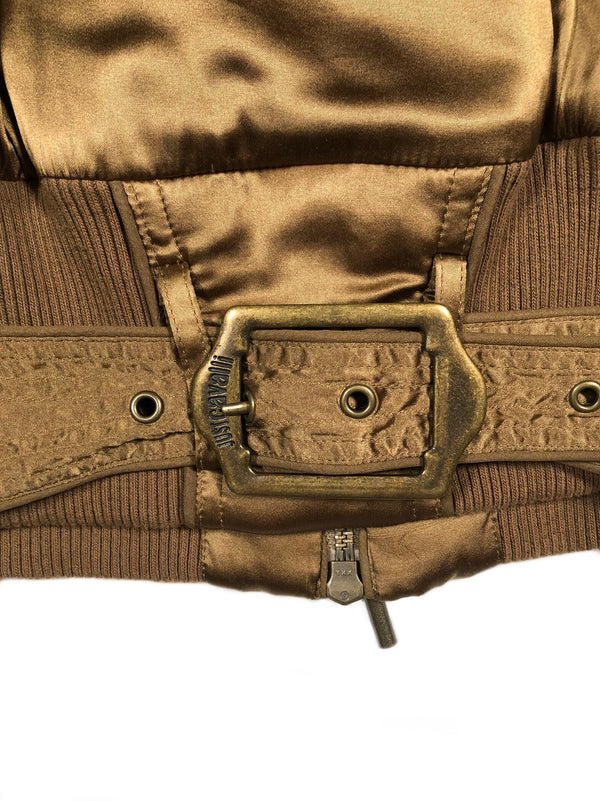 1990’s Roberto Cavalli silk bondage soldier bomber jacket