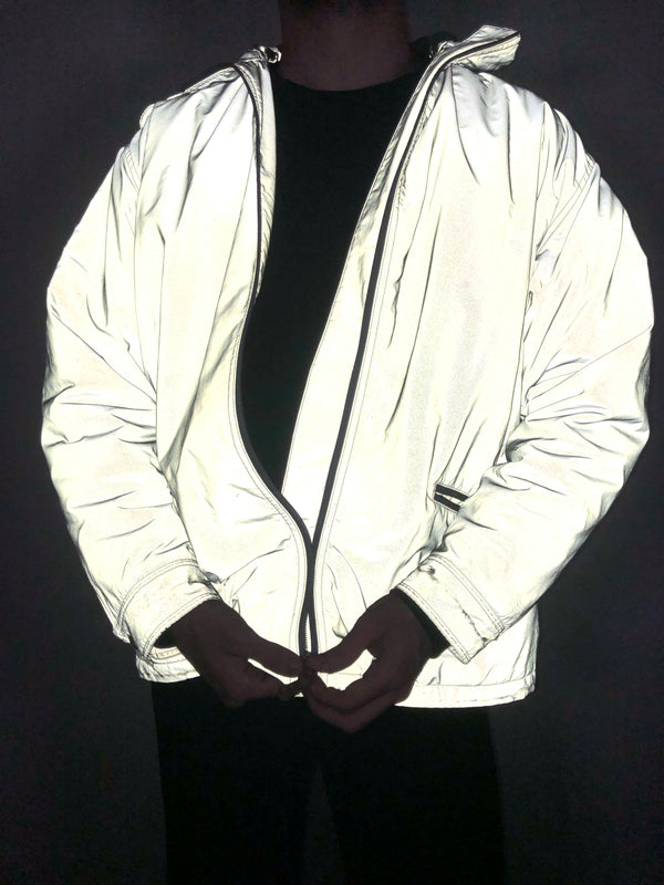 AW2000 Emporio Armani futuristic reflective glass jacket with modular hood