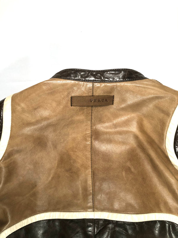 2000’s Prada brown biker leather jacket