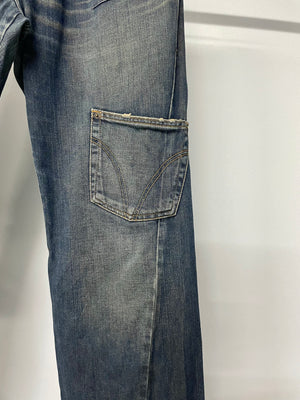 2000s Dolce & Gabbana double waisted asymmetrical cargo denim
