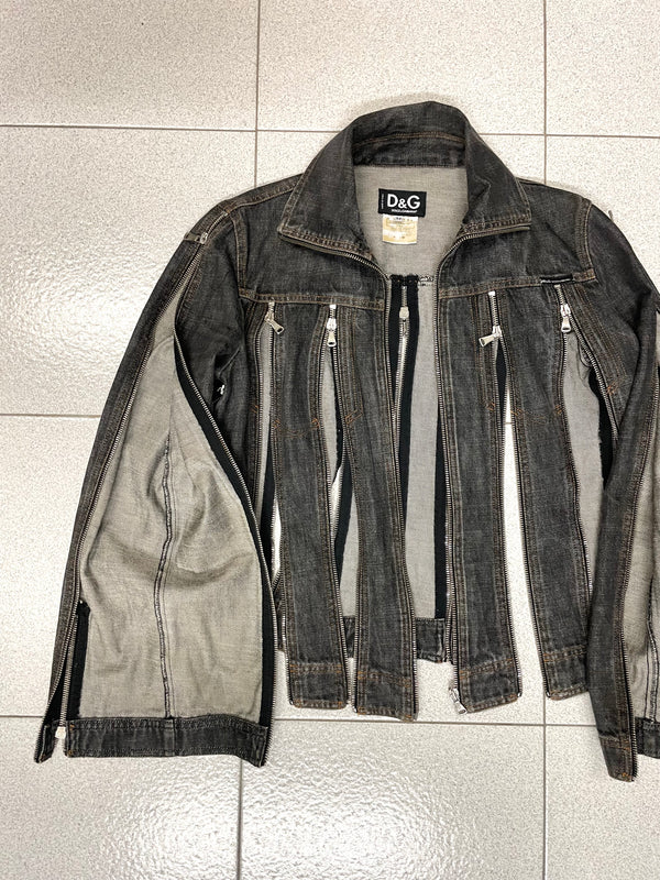 SS2003 Dolce & Gabbana zipper shredder denim jacket